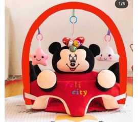 Kids Early Learning Mickey Mouse Sofa Seat With Toy Bar - Red