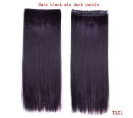 Girl & Women Dark Black Mix Dark Purple 30 Inch Hair Extensions 5