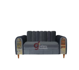 Galaxy Brand New 2 Seater Turkish Design Imported Grey Velvet Modern Design Sofa Set