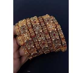 Beautiful Design Fashionable Golden Bangles For Women - Set of 7 PCS
