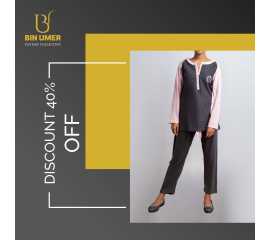 Bin Umer Full Sleeve Cotton Jersey T-Shirt & Trouser Night Dress for Girl