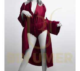 Bin Umer 2 PCS Western Bridal Honeymoon Nighty Set - Meroon