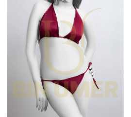 Bin Umer 2 PCS Western Style Honeymoon Panty & Bra Lingerie Set - Maroon