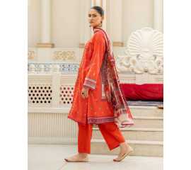 Naya 3 PCS Lawn Shalwar/Kameez & Dupatta Orange Unstitched Suit For Women