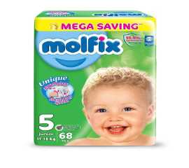 Molfix 3D Mega Junior Baby Diapers Size-5 - Pack of 68 Pcs