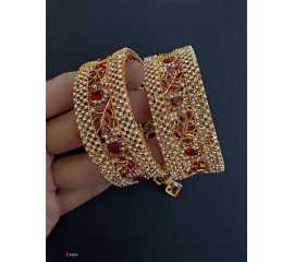 Beautiful Golden Maroon Party & Wedding Wear Bangles Pair For Women