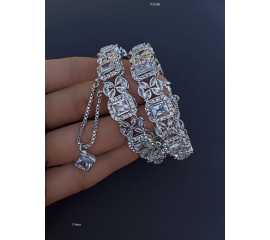 1 Pair Beautiful Design Silver Openable Kangan Bangles for Wedding & Party - 04