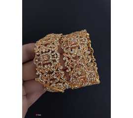 Beautiful Golden White Party & Wedding Wear Bangles Pair For Women