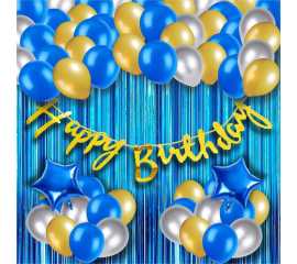 Blue Swanky Birthday Theme Decorations Balloons Set