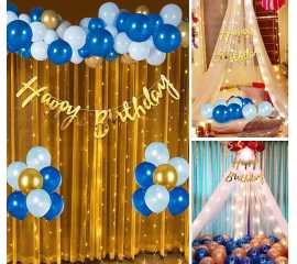 Blue & White Birthday Party Decoration Balloon Set
