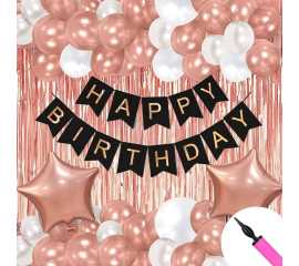 Rose Pink Birthday Decoration Balloons Set