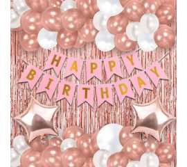 Pink Birthday Decoration Balloons Set