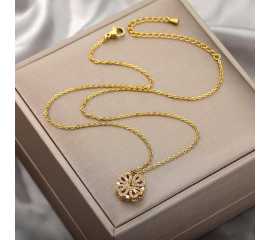 Magnetic Folding Heart Shaped Golden Pendant Necklace for Women - FPE-303