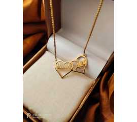 Couple Heart Golden Customized Name Pendant Necklace - FNP-002