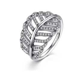 925 Sterling Silver Feather Leaf Beaded Bracelet For Women - SJRI-016