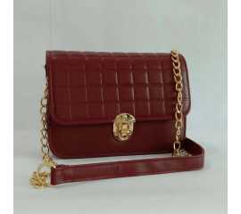 Crossbody With Chain Bag For Women-Maroon