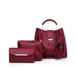 VINTAGE 3 IN 1 PIECE MAROON HANDBAG