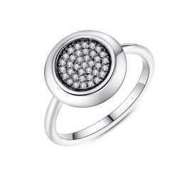 Real 925 Sterling Silver Pave Round Cubic Zirconia Ring For Women - SJRI-002
