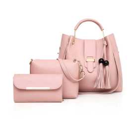 VINTAGE 3 IN 1 PIECE PINK HAND BAG