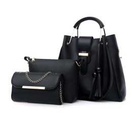 VINTAGE 3 IN 1 PIECE BLACK HANDBAG