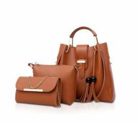 VINTAGE 3 IN 1 PIECE BROWN HANDBAG