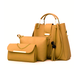 VINTAGE 3 IN 1 PIECE YELLOW HAND BAG