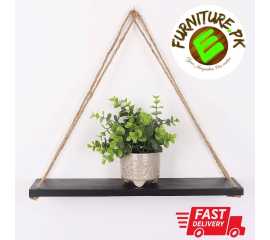 Wall Mount Rope Hanging Black Floating Rack Shelves