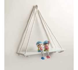 Wall Mount Rope Hanging White Floating Rack Shelves
