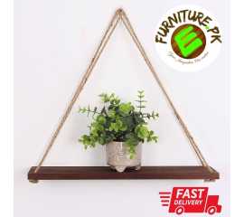 Wall Mount Rope Hanging Dark Brown Floating Rack Shelves