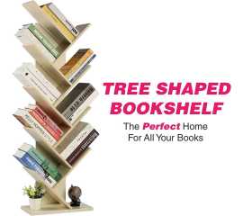 9-Shelf Diy Tree Shaped Floor Standing Bookcase, Storage Rack