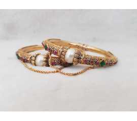 Gold Plated Ruby And Green Kara's Pair