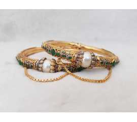 Gold Plated Black Emerald Kara's Pair