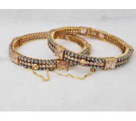 Gold Plated Golden Kundan Kara's Pair