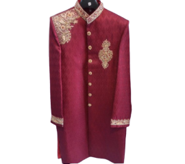 Self Embossed Jamawar Sherwani for Groom