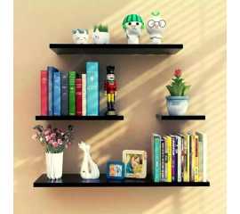 4 Pcs wall Mount White & Black Floating Shelves