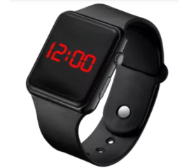 Smart Square Digital Silicon Sports Watch - Black