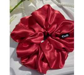 Silk Hair Scrunchies for girls Head bands Hair ties - Red