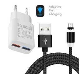 H.L 3.4a Auto-id Micro USB Fast Charger With Cable - White