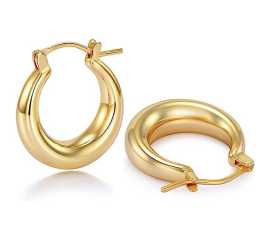 Trendy Golden Sterling Steel Hoop Earrings For Women And Girls