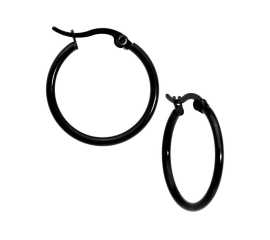 Stylish Black Stainless Steel Hoop Earrings For Women And Girls