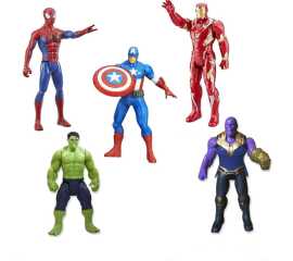 Avengers Action Figure Set Of 5: Captain America, Iron Man, Spider-Man, Hulk And Thanos