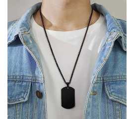 Black Stainless Steel Box Necklace For Men And Boys