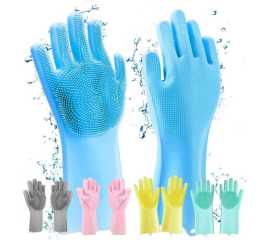 Magic Household Kitchen Silicone Dish Washing Scrubber Rubber Cleaning Gloves