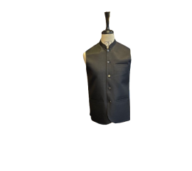 Azlan Shahzad Simple Black Suiting Fabric Waist Coat For Men