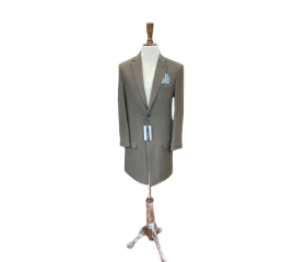 Azlan Shahzad Woolen Long Coat For Men - Greenish Brown