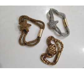 Elegant Alloy Double Chain Bracelet with Silver Pearls - 1 Piece