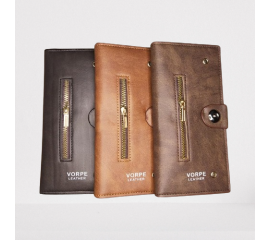 VORPE Men's Fashion Long Purse Soft Leather Waist