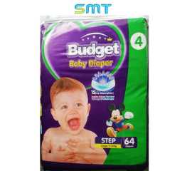 Budget baby diaper size 4no large 9-14kg (64 pcs pack)