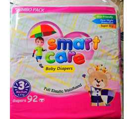 Smart Care Baby Diapers Medium Size Jumbo Pack 92 Pcs