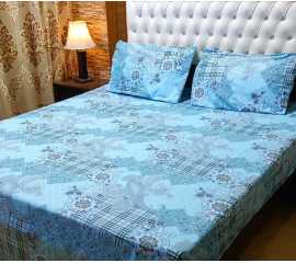 Shahzad Apparel 3Pcs Cotton Satin Bedsheet Set King Size  -  (SA_004)